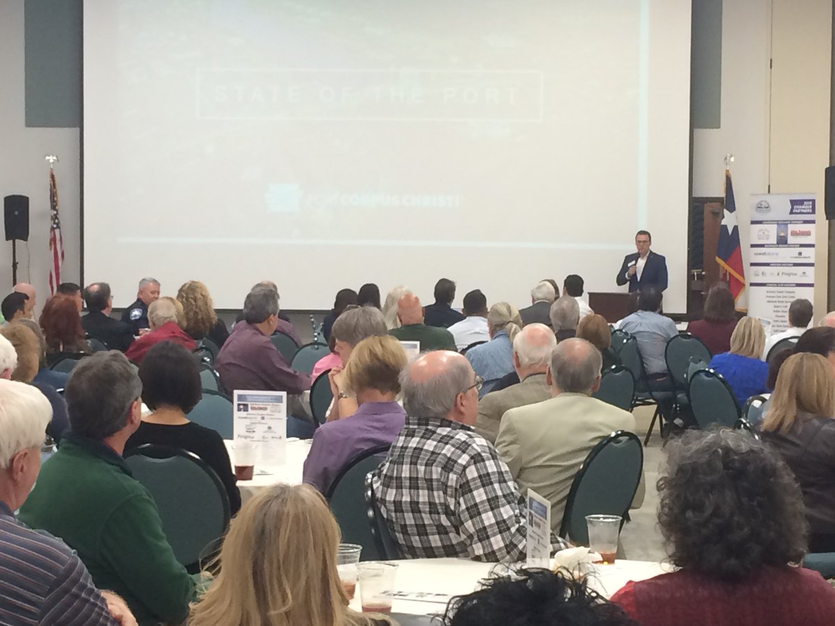 It was a packed house at the Aransas Pass Civic Center for the State of the Port of Corpus Christi. @PoccaPort CEO Sean Strawbridge discussed the port's major impacts on the US economy.