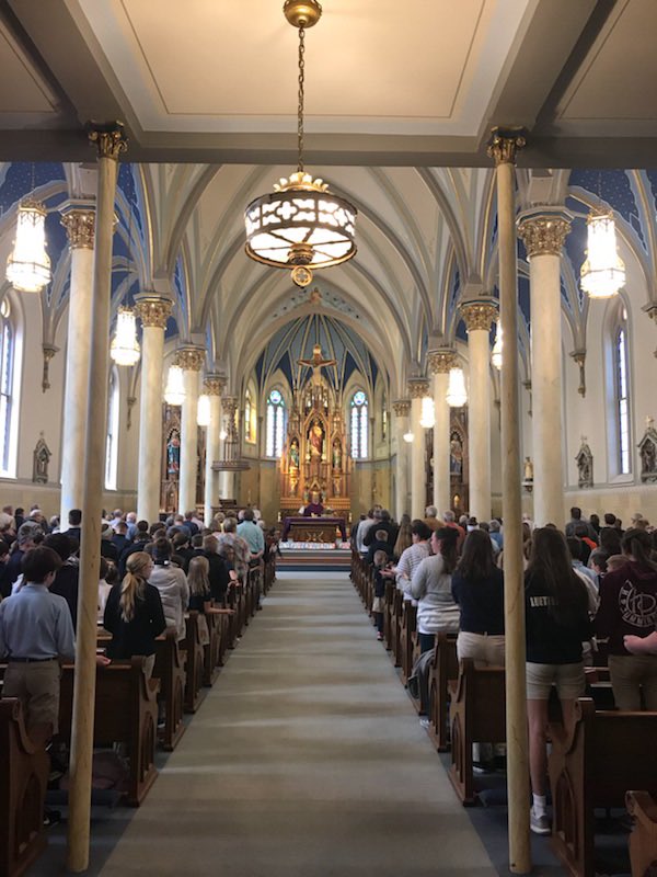 saints_jc's tweet photo. Today, at Mass we prayed for a spirit of inclusiveness, peace, nonviolence, kindness, mercy & grace in our schools. At 10:00 today students prayed 17 Hail Marys in memory of the students, teachers and janitor that died from school violence. #PrayOutForPeace #WalkUpNotOut https://t.co/yuVq5byUCo