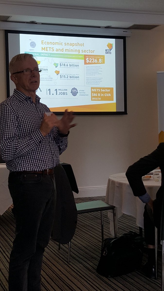 METSIgnited's tweet image. #METS contribute $86b to AUS economy. @METSIgnited talking to investors this morning about commercializing #innovation &amp;amp; growing exports for AUS #METS