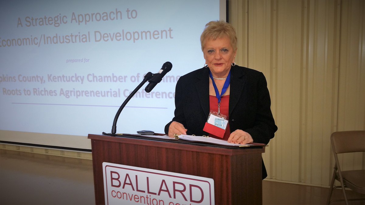 Take_Highroad's tweet photo. Sandra Dearden, CEO of Highroad Consulting, Ltd., pushing the boundaries of economic development with integrated logistics in her presentation at a Roots to Riches Agripreneurial Conference in Madisonville, KY. @HopkinsCountyED #EconomicDevelopment https://t.co/5l7E4rXC6W