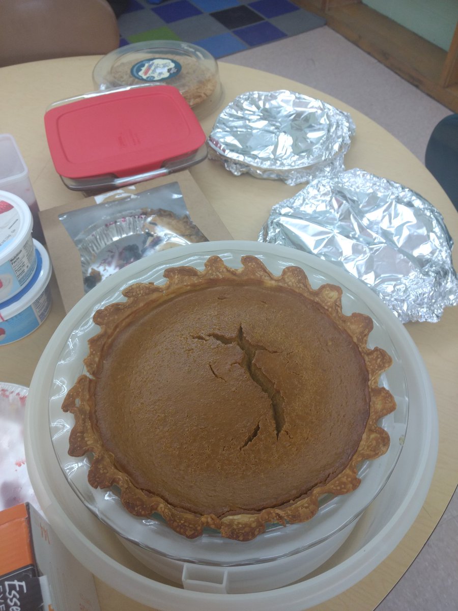 MarquardtClass's tweet photo. Happy Pi Day! The middle school students enjoyed baking and bringing in pies to share with the class. Also, learned about the Greek letter and it's digits. #TigertonProud https://t.co/f6VcORuTvW
