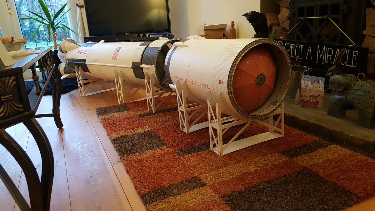 Saturn V papercraft display trusses for stage 1 interstage and stage 2  completed, image size:1200x675