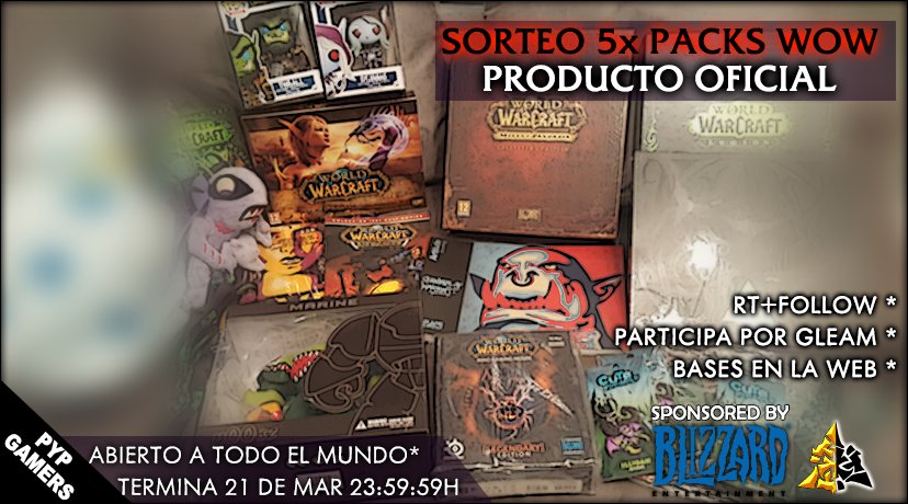 ¡Mega Sorteo 1 de productos oficiales de World of Warcraft!

▶️ 5 packs (36 regalos)
▶️ Hasta el 21 de Marzo
▶️ Abierto a todo el mundo
▶️ Máximo 1 ganador fuera de España
▶️ Sponsored by #blizzard 
▶️ 7 formas de participar en Gleam ⬇

wowchakra.com/noticias/concu…