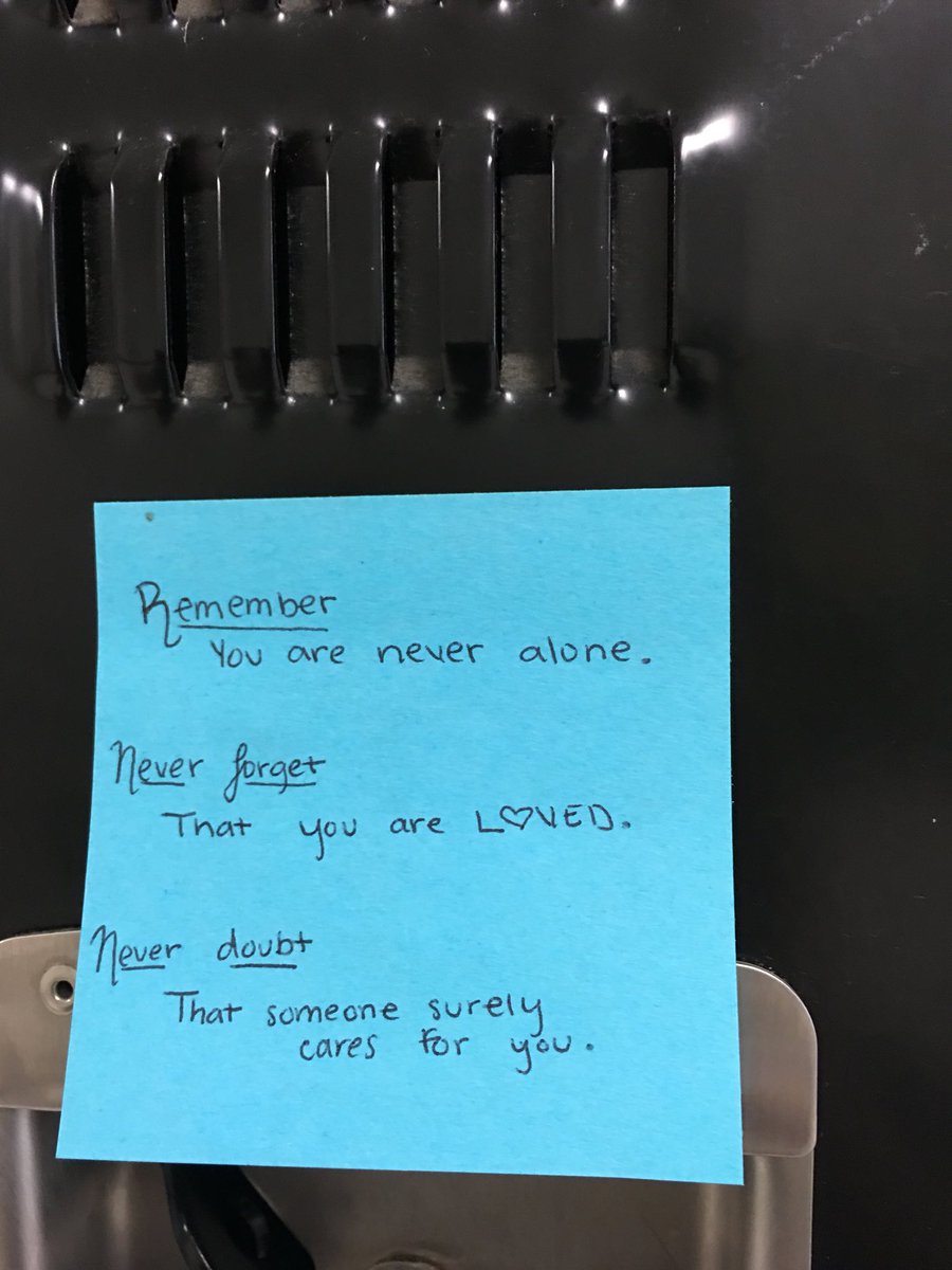 mrs_olivarez's tweet photo. Today my students promoted love and positivity by placing sticky notes with a message on other student’s lockers. My heart is full! #whatsyour17fchs https://t.co/ucudndwkQI