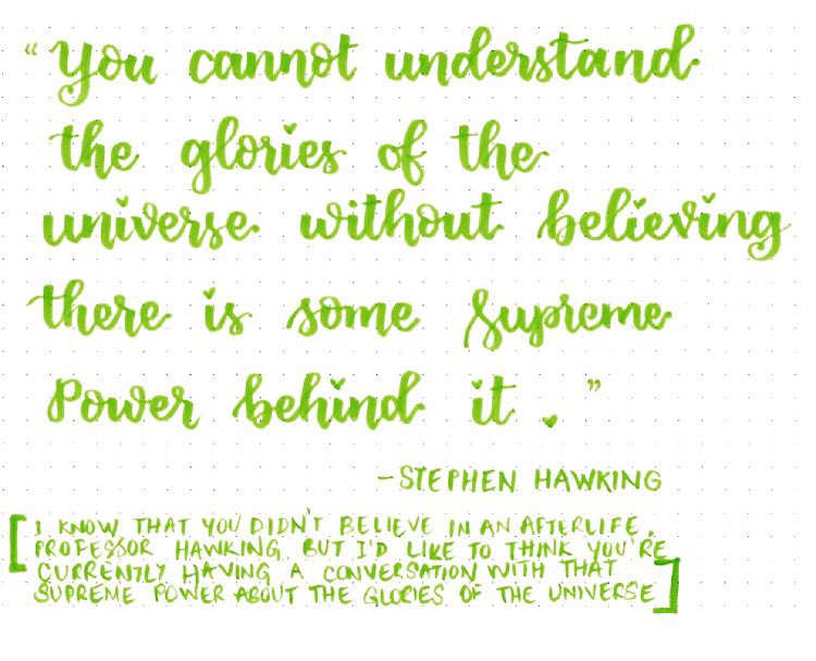 sphoorti13's tweet photo. I know you didn't believe in an afterlife, Professor Hawking, but I'd like to think you're having a conversation with that Supreme Power right now 💕 #StephenHawkingRIP #stephenhawking https://t.co/RfkbevqvR5