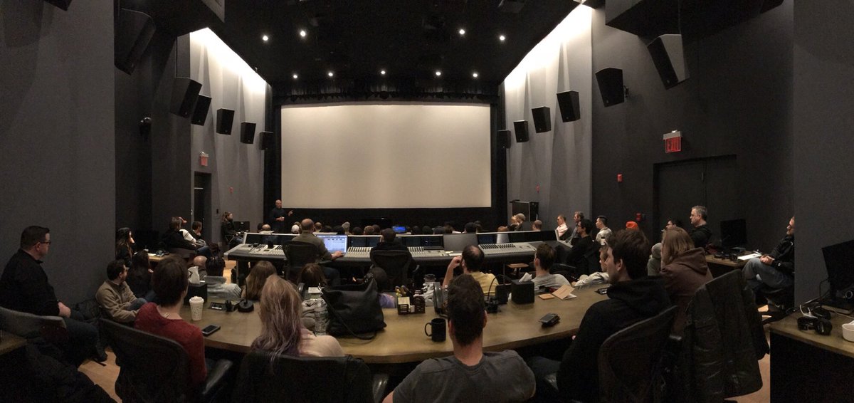 HarborPictureCo's tweet photo. This is the back of all of our heads. First meeting of the minds with the whole new team on our atmos mix stage! #TeamHarbor #PostByHarbor #HarborPictureCompany https://t.co/Q8yXzb2ZW9