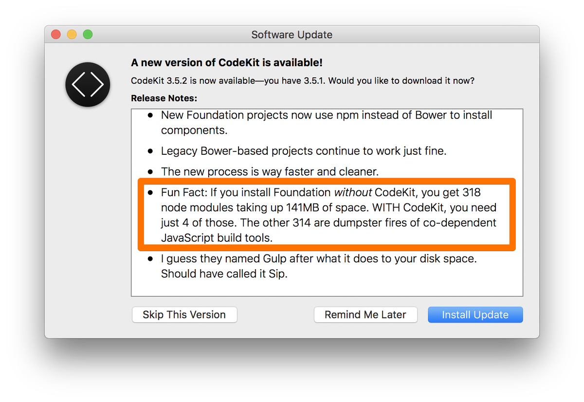 kamakalolii's tweet image. Additional Fun Fact: 98.8% of ALL node modules in a node project are dumpster fires of co-dependent JS build tools. #CodeKit