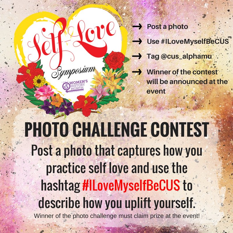 CUS_AlphaMu's tweet photo. March 20, 2018, We are honored to provide our community with the tools to help unlock a love for self. We will have food, performances, raffle prizes and activities. You won’t want to miss this empowering opportunity! ❤️💛 Enter to win the Photo Challenge on IG! #CUS #AlphaMu https://t.co/NNZNJijPHE