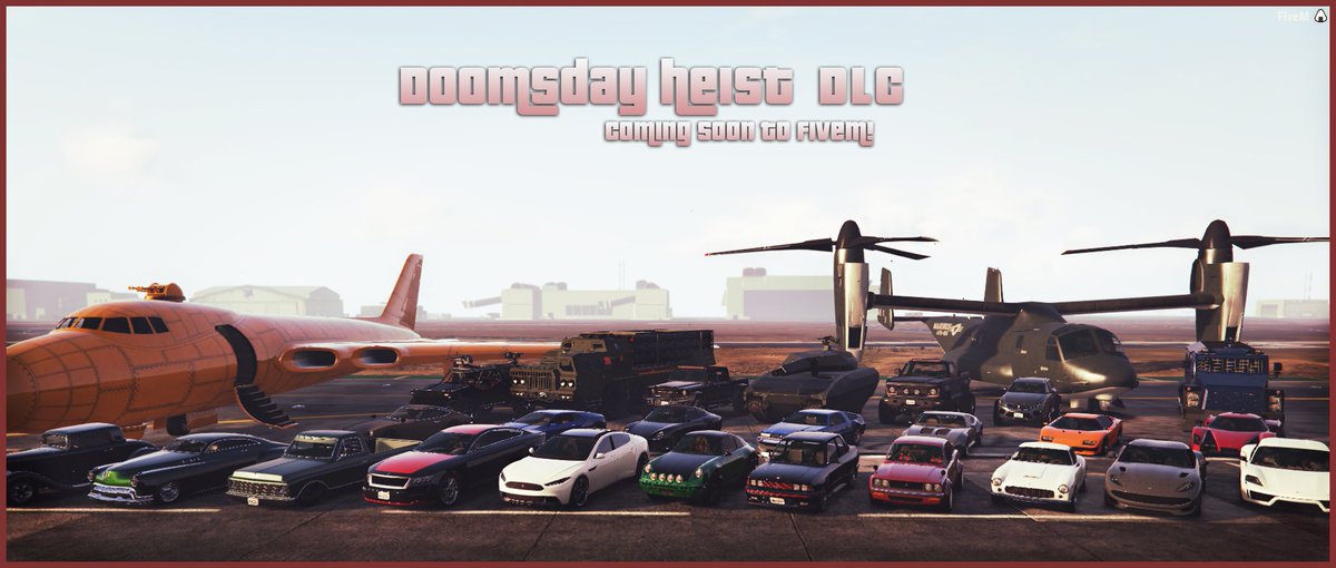 Syntasu's tweet photo. @_FiveM Playing around with the Doomsday Heist vehicles is fun! #testbuild! https://t.co/XNB9JQ2OZ4