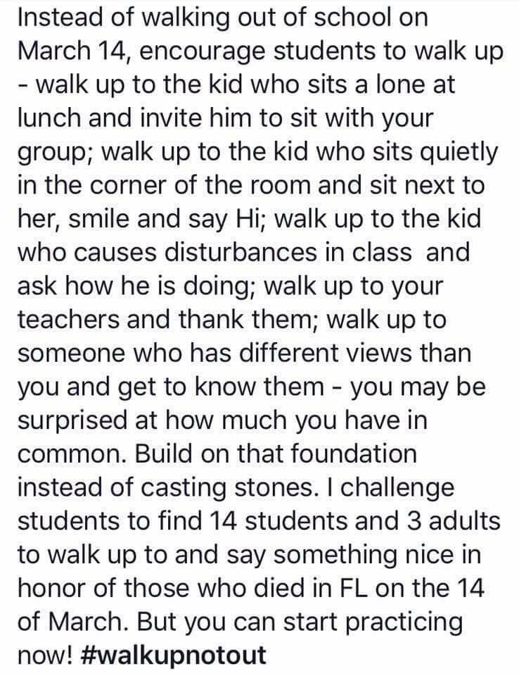 LeighStorz's tweet image. Here are things that the kids could do rather than have a #NationalWalkoutDay!!

#2A #GunControlDoesntWork #Bullying #KindnessMatters #GoldenRule