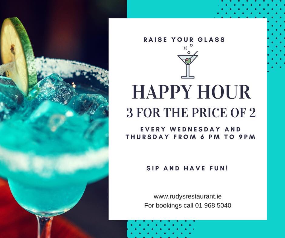 RudysRestauran1's tweet photo. ❗️HAPPY HOUR COCKTAIL PROMOTION ❗️
Let our offer cheer you up on this romantically rainy evening.
Enjoy now and thank us Later !call us 📲 01 9685040
#ireland #dublin #dublindeals #foodie #cocktails #dublinireland #bestcocktail
#dublinfoodie #irishfoodie #yummy https://t.co/pIixSnZpqG
