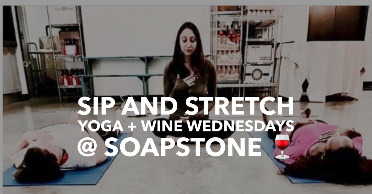 VanNessMainSt's tweet photo. Today! Sip and Stretch at Soapstone Market during Yoga + Wine Wednesdays. Only $20 bucks for a class and a glass! Drop-ins welcome, don't forget your mat! #vannessdc #VNFun @SoapstoneMarket https://t.co/ZtKolXD7fx