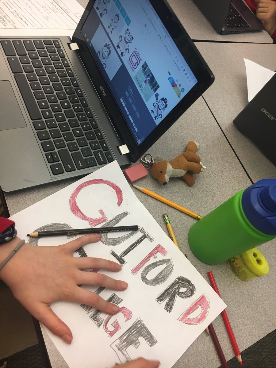 RBMSSchmitt's tweet photo. Creating college pennants! #RBBisBIA   AVID and March Madness Week have us excited for college!! @RBMSAVID https://t.co/AirDvRQYWn