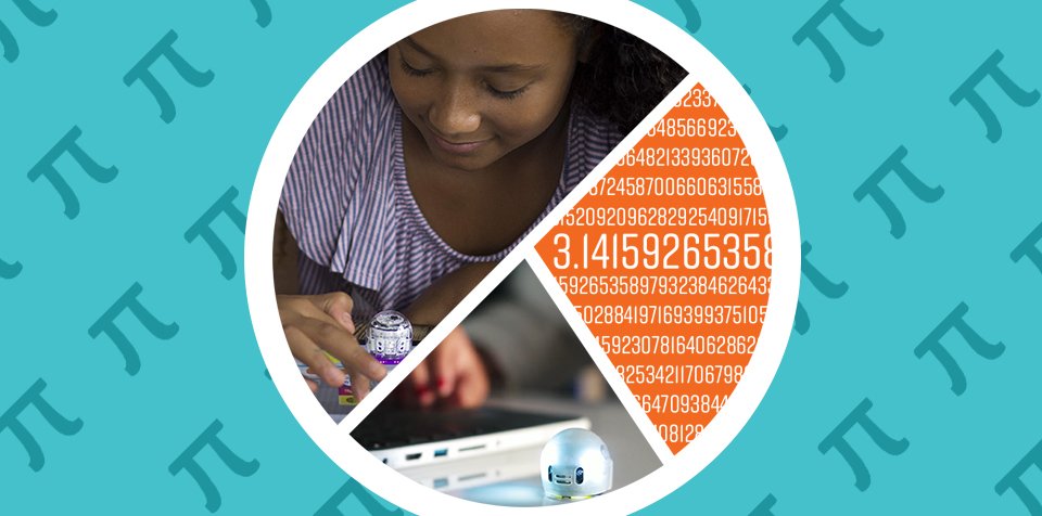 Ozobot's tweet image. Happy #PiDay! A day to celebrate baked goods, of course, but also to learn something new about science and math. Get coding with Evo at ozoblockly.com! #HackCreativity