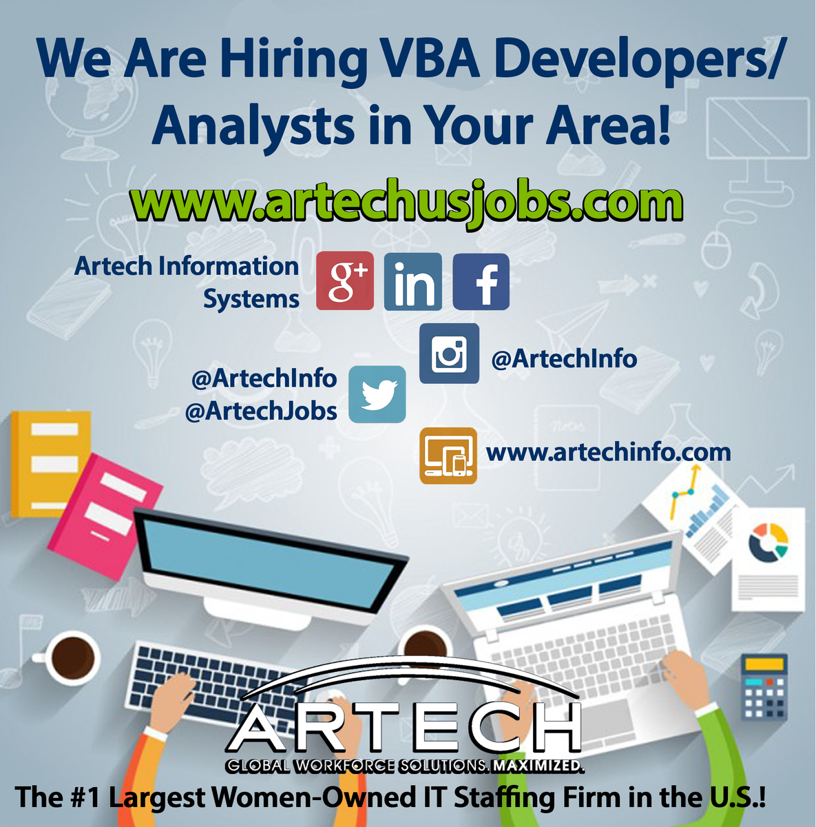 ArtechJobs's tweet photo. #JOBTWEET: We are #hiring VBA Developers/Analysts near you! Check out our latest #DEjobs here and apply today! #TechJobs #ITJobs https://t.co/I6FfWtJka2 https://t.co/TEF4hiIJrw