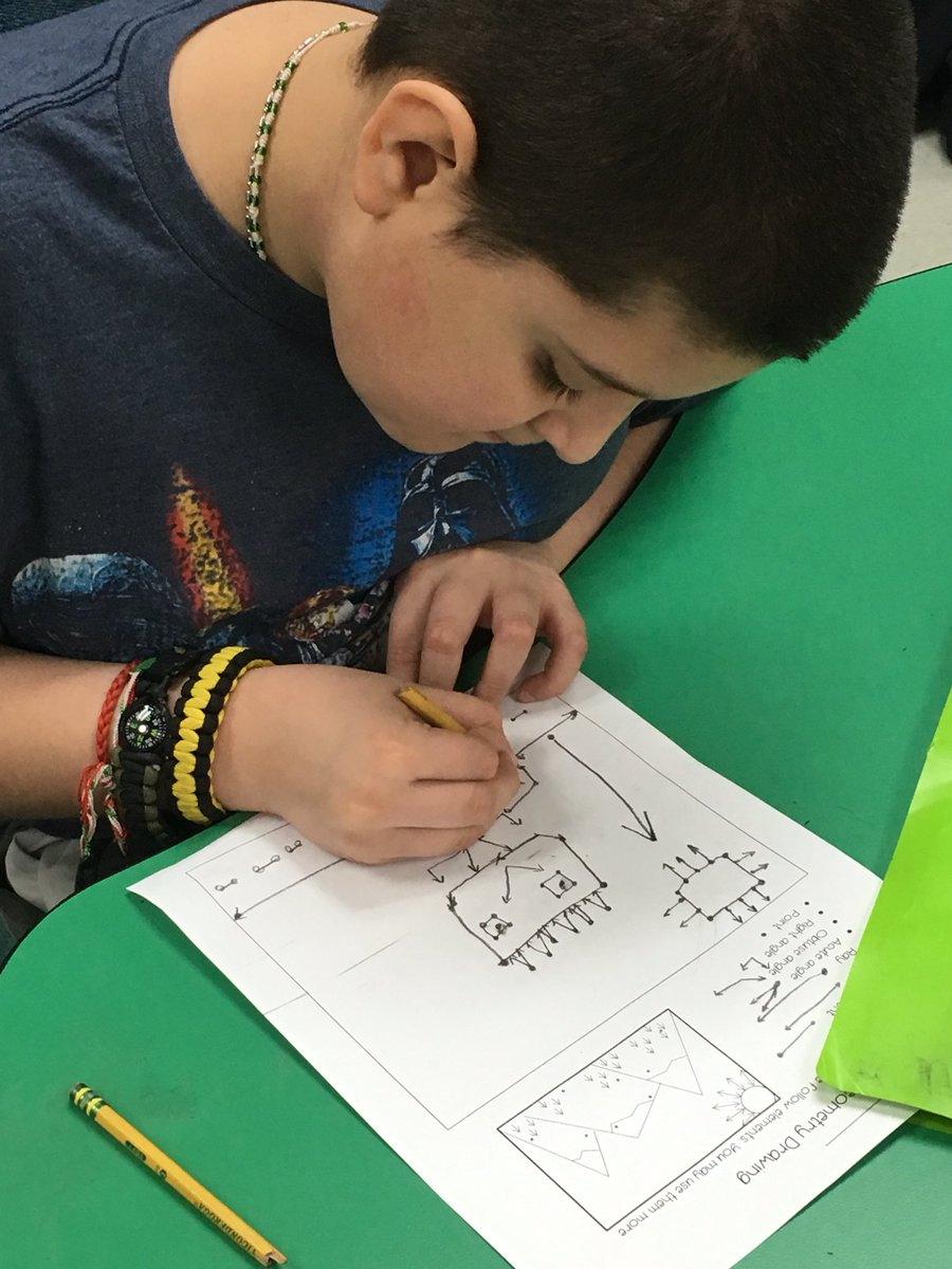 ms_murcia's tweet photo. 3rd grade mathematicians using their knowledge of lines, rays, angles, segments, and points to create a geometry drawing #O_Braves https://t.co/vExTowSFVZ