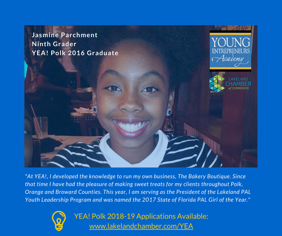 Do you know a middle or high school student with passion and a desire to learn about launching a business? <a href="/YEAPolkCounty/">YEA! Polk County</a> applications available for 2018-19: lakelandchamber.com/YEA <a href="/LakelandChamber/">Lakeland Chamber</a> #talentpipeline #developingleaders #ourfutureisingoodhands