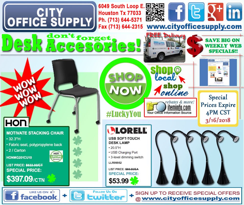cityos's tweet photo. #WorkplaceWednesday's #Dealing #DeskAccessories like @honcompany #StackChairs & @LorellFurniture #USB #DeskLamps #WeeklyWEBSpecial @ https://t.co/zb4z5RaOwd -> https://t.co/YBjbcHQ8HG https://t.co/1C2b9oYVFq