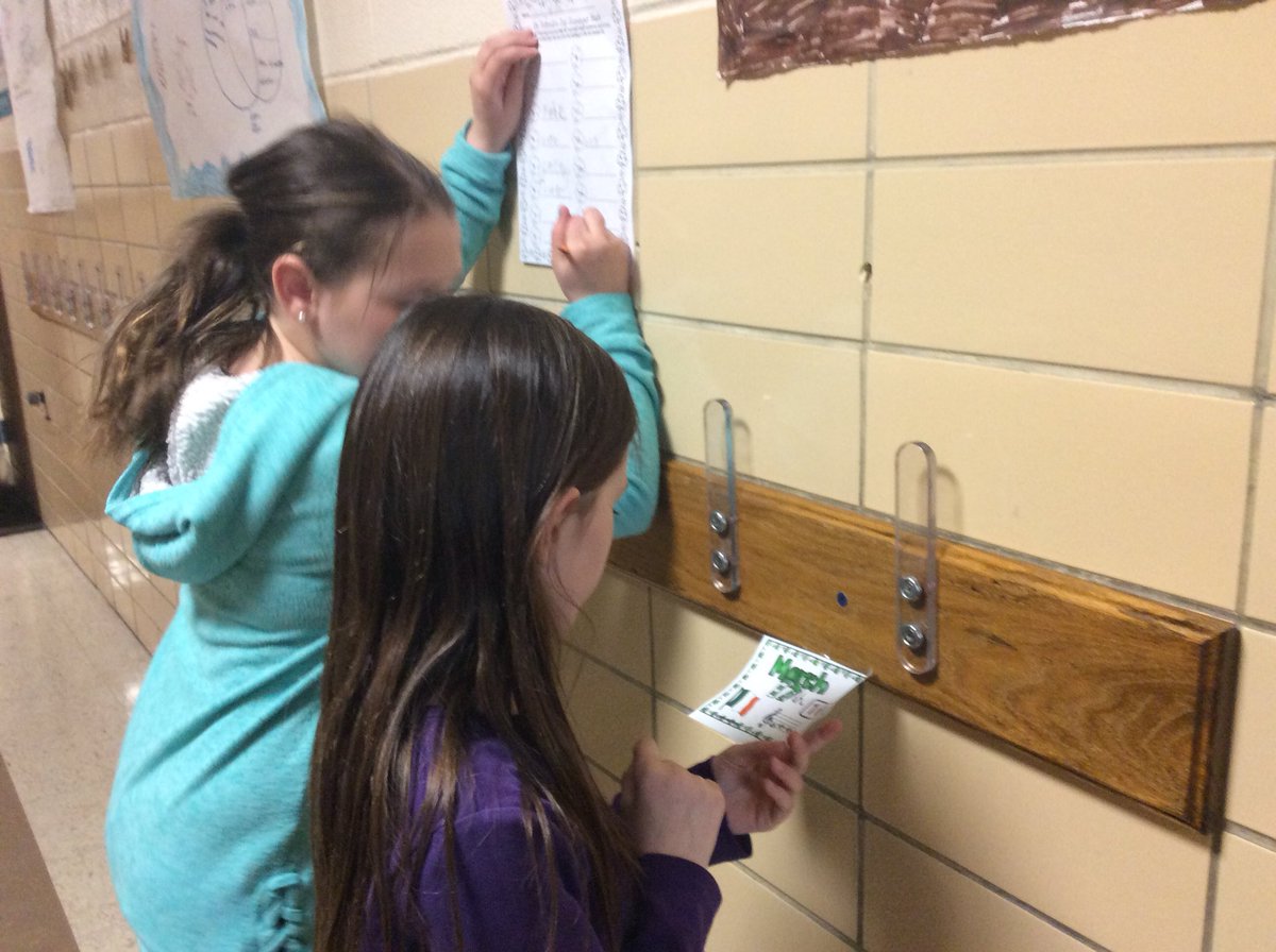 Michele_Slone's tweet photo. St. Patrick’s Treble clef note reading scavenger hunt with East 4th grade! #ucsteach @UrbanaEast https://t.co/FG9R2jWye1