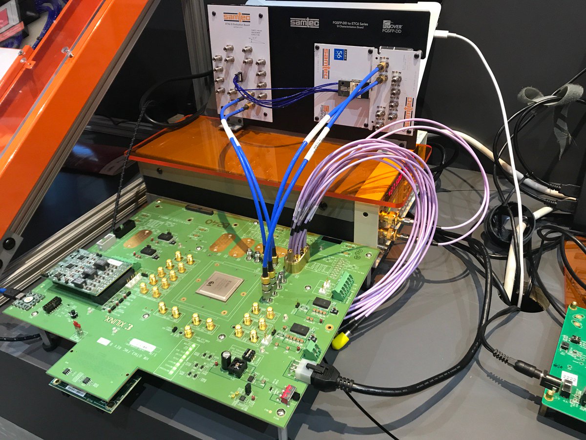SamtecInc's tweet photo. Great day at @ofcconference #OFC18 #Xilinx, #56Gbps. FQSFP-DD to AcceleRate using a Xilinx Transceiver at 56 Gbps PAM4 HT @XilinxInc Stop by #Booth2123 and check it out! https://t.co/FfVXjDrbTv