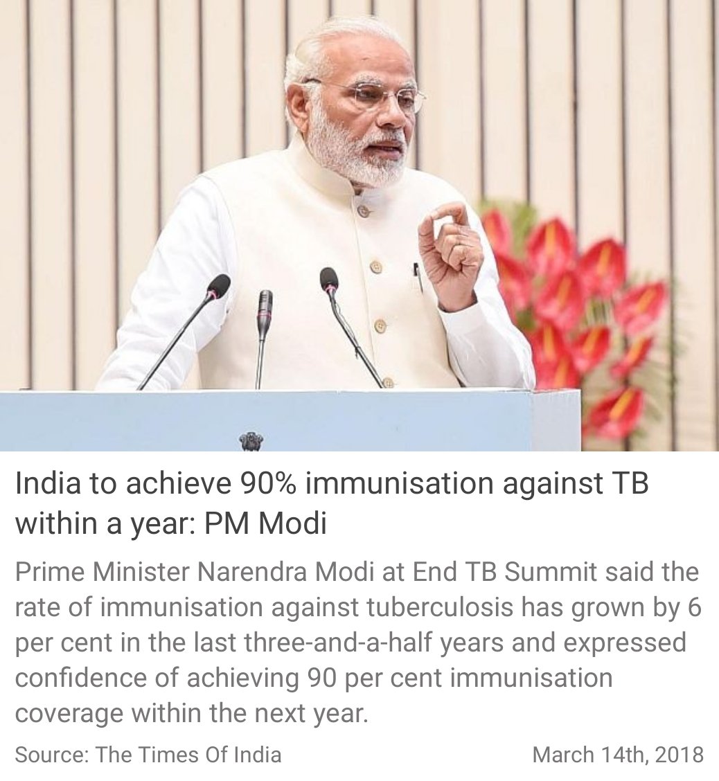 SDHiregoudar's tweet photo. India to achieve 90% immunisation against TB within a year: PM Modi
https://t.co/Vo4EhQKLNV

via NMApp https://t.co/WN6xcQIAvy