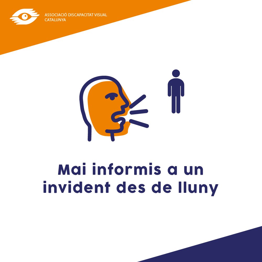 B1B2B3_'s tweet photo. Informar a una persona #invident des de lluny el pot desubicar i desconcertar, així que a menys que sigui un perill imminent no ho facis.

Informar a una persona #invidente desde lejos le puede desubicar y desconcertar, así que no lo hagas a menos que sea un peligro inminente. https://t.co/vSdt9yh7RI