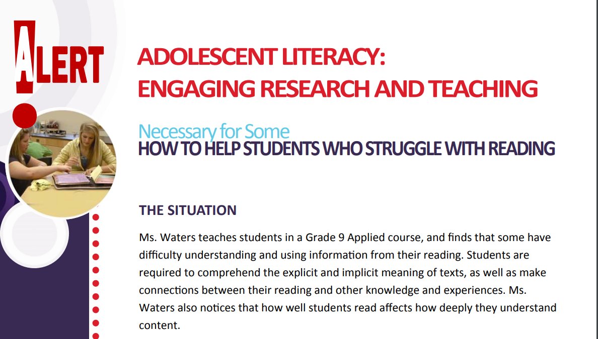 LiteracyOn's tweet photo. @TLMarkides Check out the Adolescent Literacy ALERTs https://t.co/Ipj0sZR1K3 https://t.co/OZDvxMjABQ