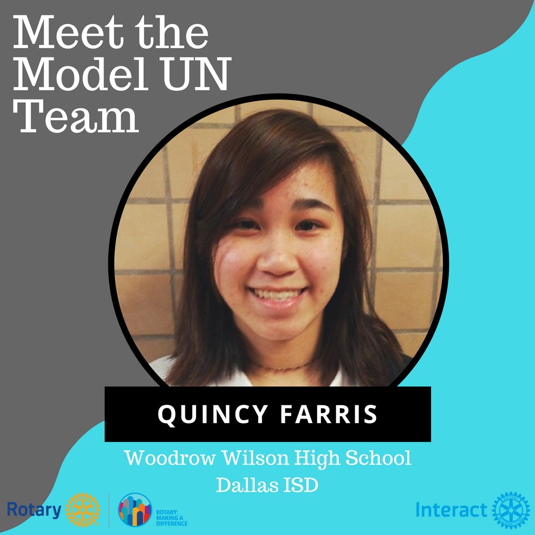 D5810Interact's tweet photo. Meet #ModelUN2018 participant Quincy Farris, a sophomore at Woodrow Wilson High School in Dallas ISD who loves hip hop and Interact Club. Quincy is excited to help the MUN team gather information and research for #InteractUN5810! #InteractMUN #ItsBetterWhenUNteract #iamModelUN https://t.co/rN7cvqtIxO
