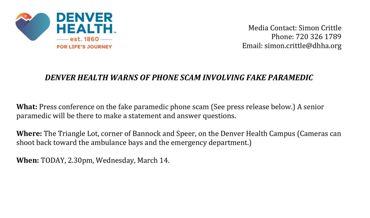 Denver Health On Twitter Scam Warning Beware Of Callers