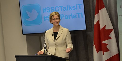 SSC_CA's tweet photo. “SSC is the place that will transform the #GoC.” – @Sarah_Paquet #SSCTalksIT https://t.co/H1q9hbjSAj