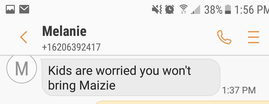 BriSchartz's tweet photo. My niece and nephew are always WAY more excited to see my dog than me. I've never not brought Maizie home with me but they're always so concerned that I won't 😂🐕 https://t.co/5JuQdeh2ub