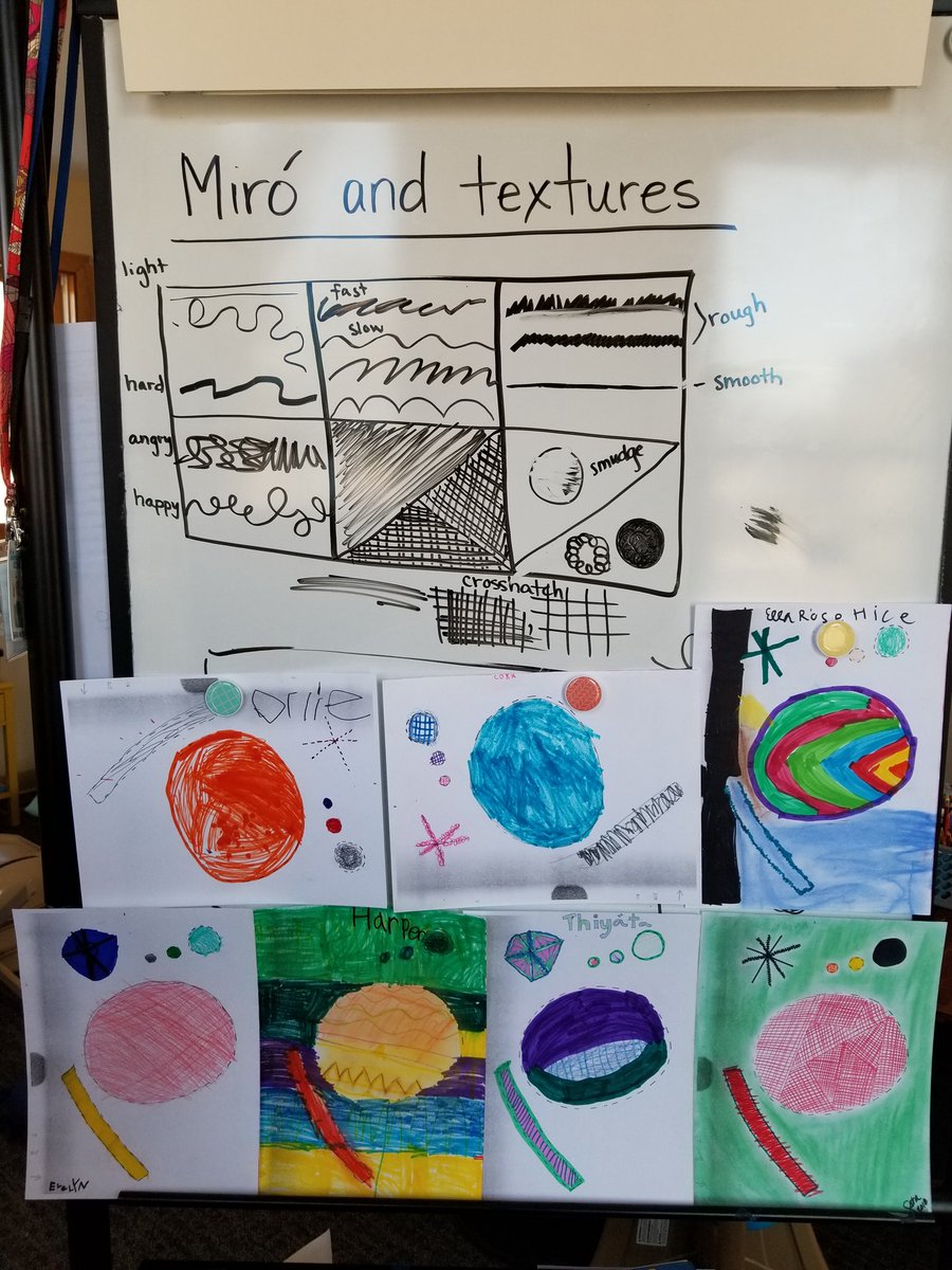 Sarabeyou's tweet photo. Understanding texture, learning about Joan Miró, then emulating him with our own way of art. Appreciation of differences ❤ https://t.co/ogWa9vNsu5