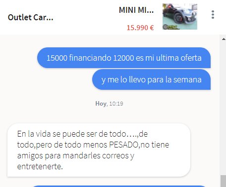 velosano's tweet photo. Terrible experiencia con uno de los comerciales (Ivan Martin).
Contacte con ellos a través de https://t.co/uEE5FSEOJx para expresarles mi interés sobre uno de sus coches. 
Tan pronto empece a hablar del coche con el se "rió" y me dijo que no tenia "ni puta idea". @outletcarsmad https://t.co/XP4qghudtJ