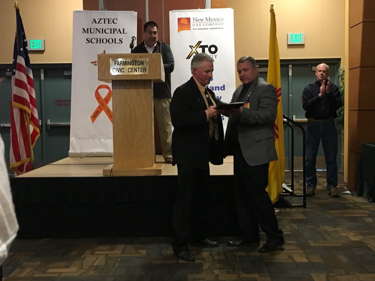 hmgrover's tweet photo. #aztecNm school superintendent Kirk Carpenter was recognized for his work to prepare for emergencies and response to the #schoolshooter at #AztecHighSchool https://t.co/pO9QlWenA7