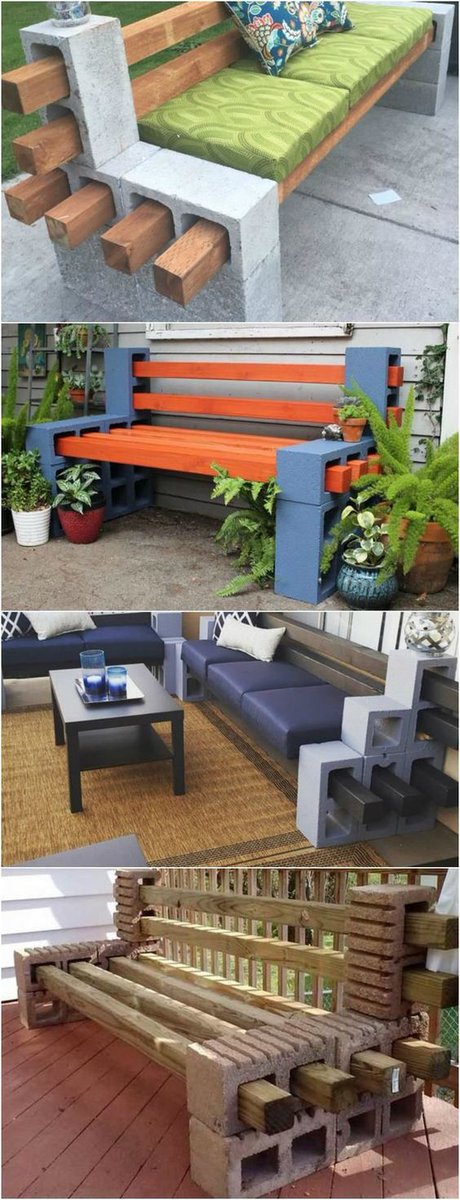 OFStoreOnline's tweet image. Easily Make Seating With Cinder Blocks And Wood!