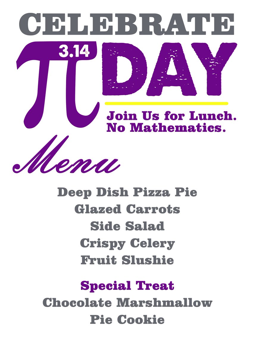 ReynFoodService's tweet photo. Celebrating Pi Day in the cafeteria @LegendsofWRJH.  #PiDay #ReynProud https://t.co/CamUQfK9Ii