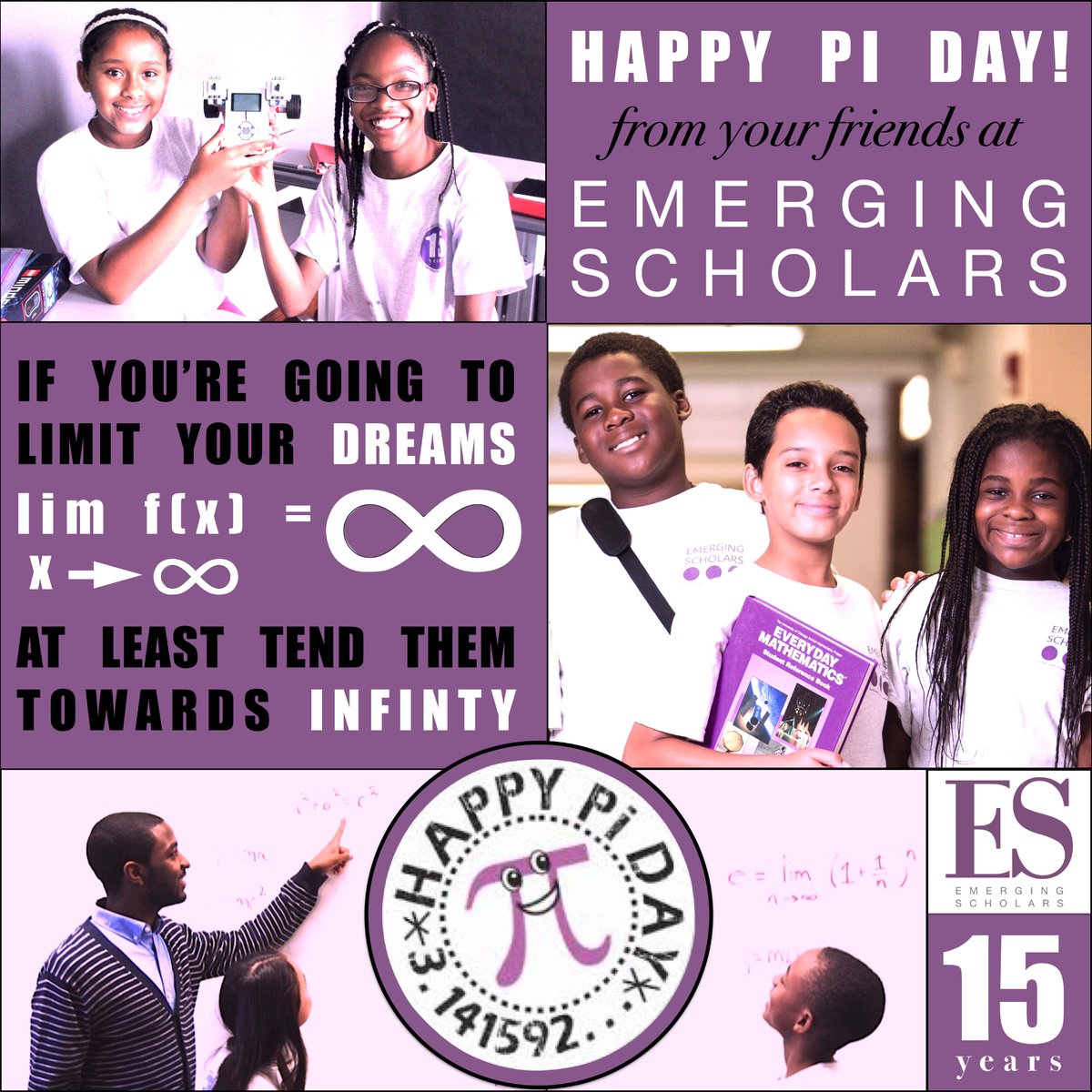 EmergingScholar's tweet photo. In honor of Pi Day, YOU can help solve the mysteries of the universe - by supporting the mathematicians and scientists of the future at https://t.co/FDaaH55pxS!

#HappyPiDay #DreamBig #STEM #mathrules #universalsolutions https://t.co/b7qsLczOrX