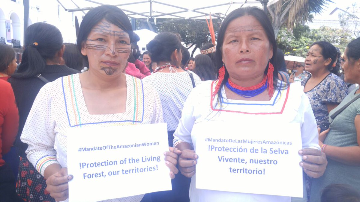 Indigenous women are the frontline in the urgent fight to defend rainforests around the world. In the Ecuadorian Amazon, they are promoting the #LivingForest concept, which includes keeping oil in the ground. President <a href="/Lenin/">Lenín Moreno</a> should meet with &amp; listen to the #MujeresAmazónicas!