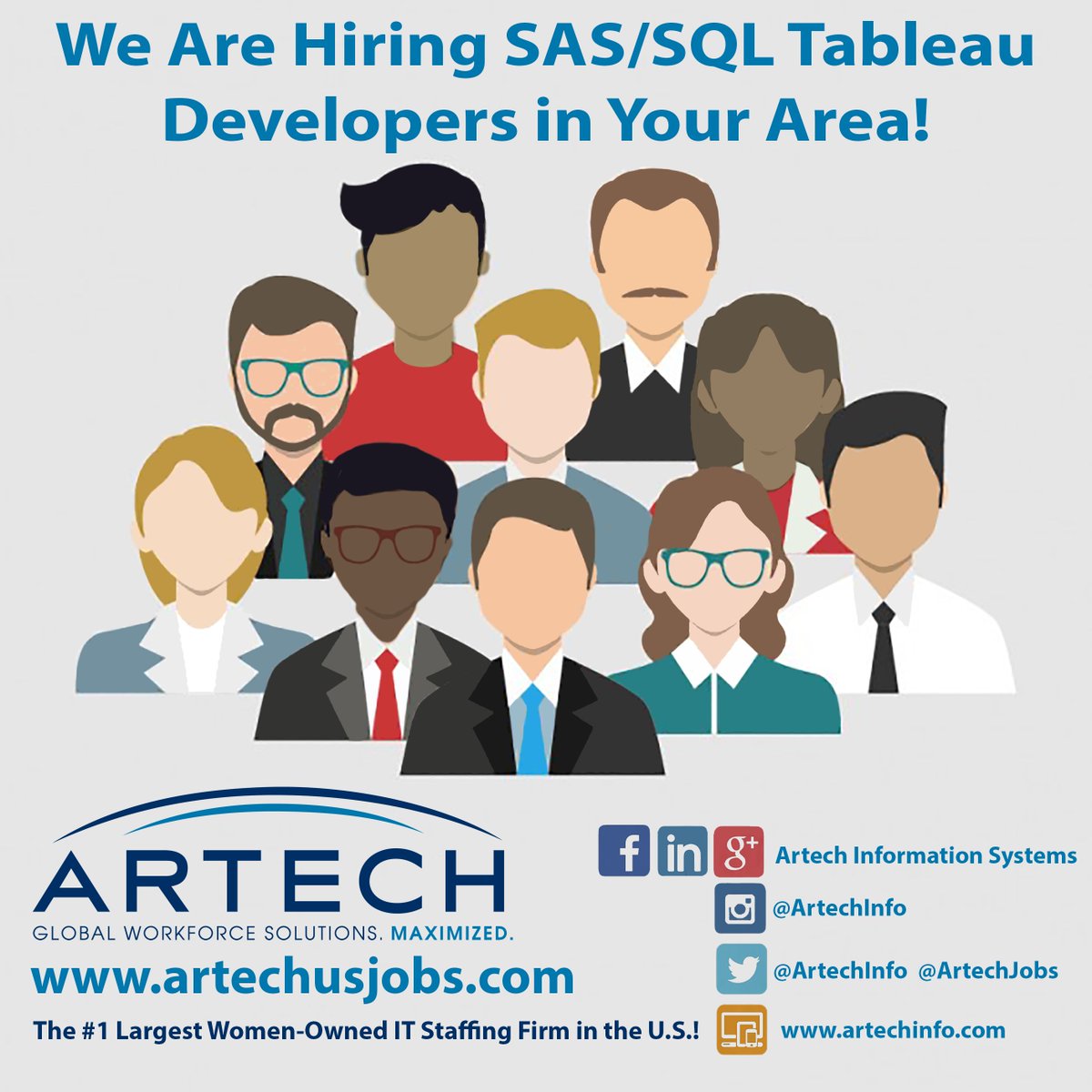 ArtechJobs's tweet photo. .@Artechinfo is looking for SAS/SQL Tableau Developers in #Delaware! Click here to apply with us today! #ITJobs #TechJobs #DEJobs https://t.co/OqFCFmouw0 https://t.co/d2HM4fkFKe
