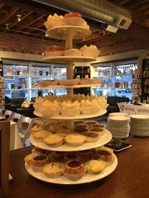 BookBarDenver's tweet photo. Pi day will forever remind us of the first wedding we hosted at BookBar. Pie was served, of course. Happy 1st anniversary David &amp; Sheeney! #PiDay #bookwedding #booklovers #bookstores #PiVersary https://t.co/oYyUWNrsrg