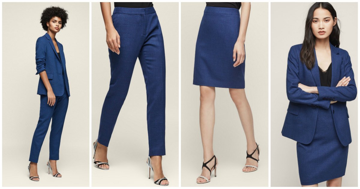 corporette's tweet photo. Our #SuitoftheWeek: a gorgeous dark blue pantsuit from @Reiss! Love the cut of it, and the dark blue is perfect for all seasons but still more interesting than navy... https://t.co/js50Ewc4mm https://t.co/fDnjJ0XZAW