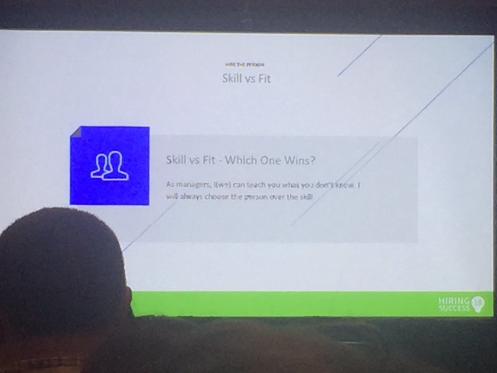 agreenberg438's tweet photo. When it comes down to final candidates, fit can be more important than skill #hire18 https://t.co/RYWe9tic9g