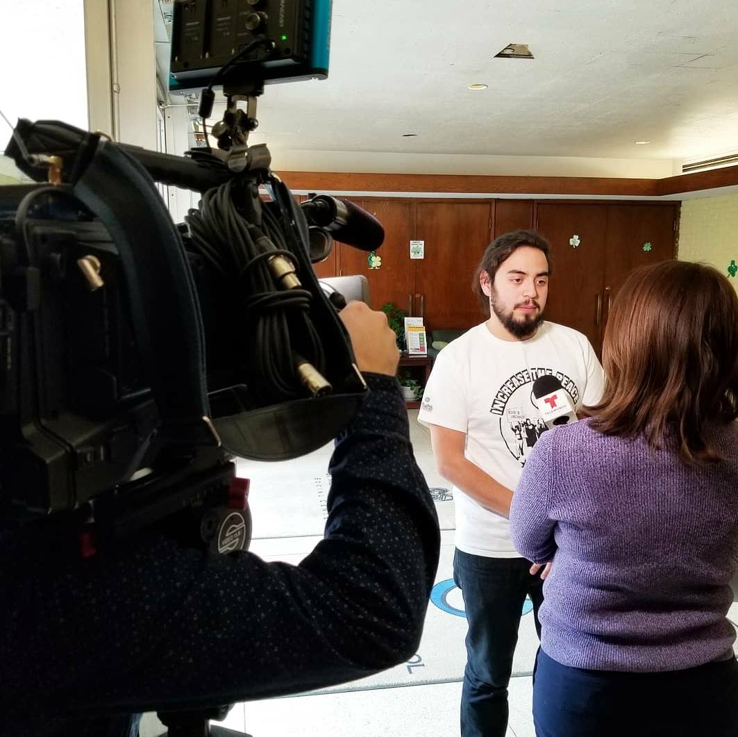 Ricky Munoz, representing on Telemundo Chicago talking about our Public Forum and the walkout happening at Back of the Yards College Prep at 2:47pm 
Catch Ricky on Telemundo at 5pm and 10pm!
#IncreaseThePeace #sanmiguel #iamsanmiguel #sanmiguelchicago