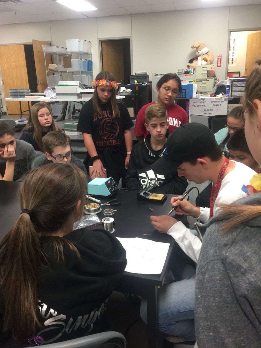 tamlben's tweet photo. Excited to have a former student from STEM teach current class about how to solder. Joe you did fantastic, those speaking skills paid off! https://t.co/HGIGZ5APC1