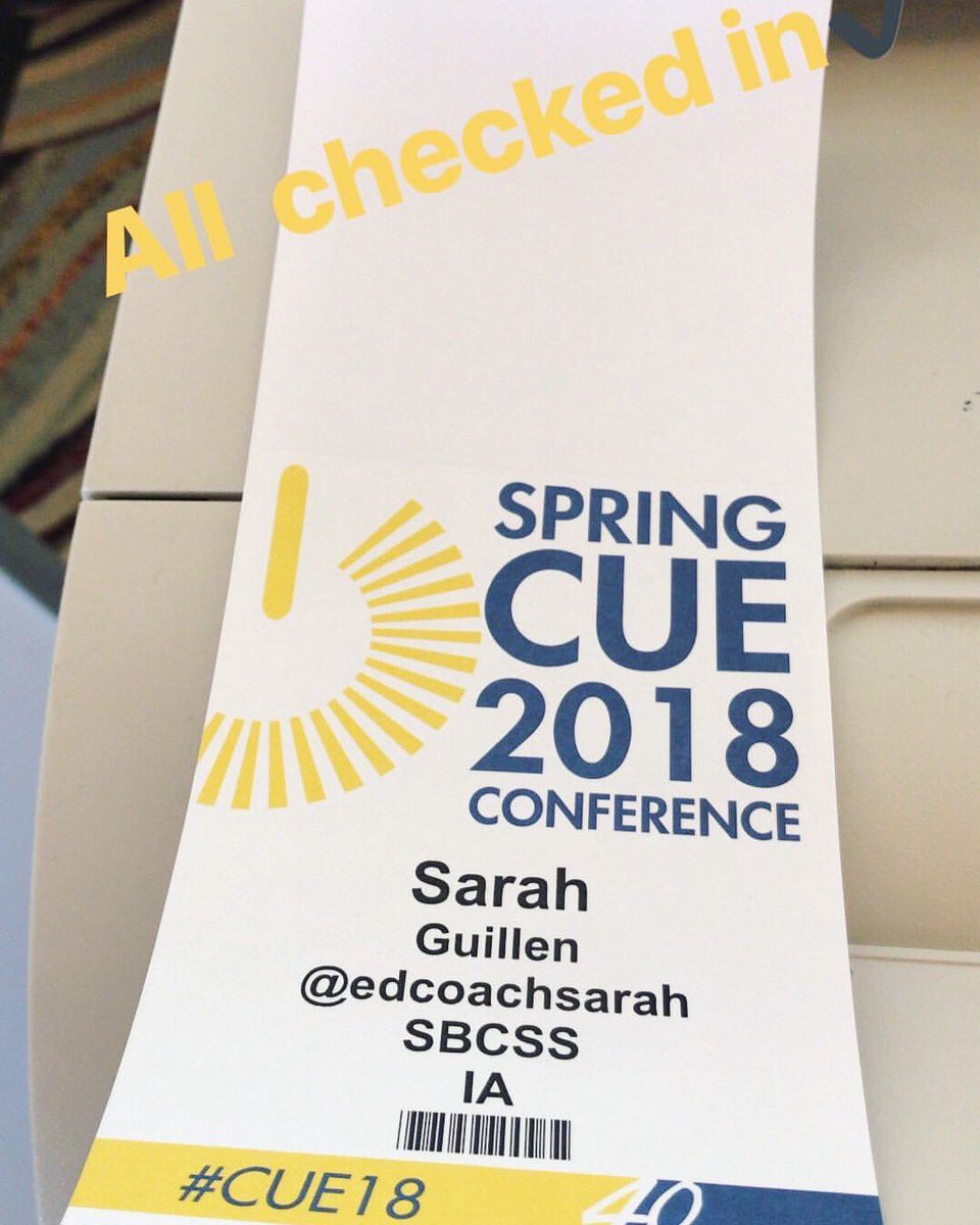 SarahServesEDU's tweet photo. All checked in and halfway through my first session! #cue18 #wearecue #cueless https://t.co/NETWCFViL5
