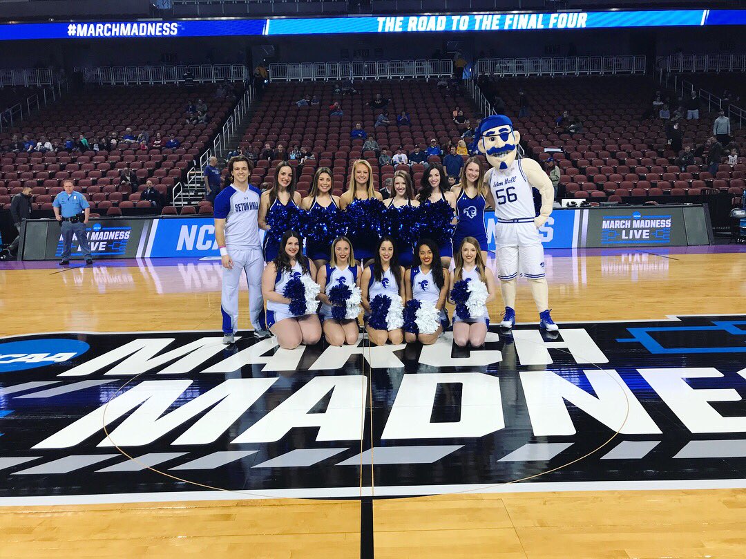 SHUSapphires's tweet photo. 24 Hours until the Madness begins! We just spent time at the InTrust Arena with @setonhallcheer @shupirate @shu_pepband ,the Men’s Basketball Team &amp; some Pirate Fans !! We are excited!!🏀⚔️💎💙 #HALLin https://t.co/SFrOEMhyPi