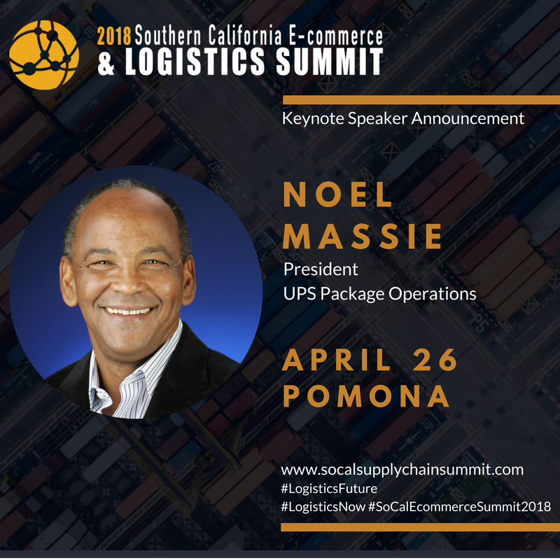 IEEP_'s tweet photo. 2018 Southern California E-commerce & Logistics Summit (April 26) featuring KEYNOTE SPEAKER @UPSNoelMassie Purchase tickets: https://t.co/wxlzRWQJmK Hosted by @IEEP_ & @LAAreaChamber #SoCalEcommerceSummit2018 #LogisticsNow https://t.co/mHLP4R9g5K
