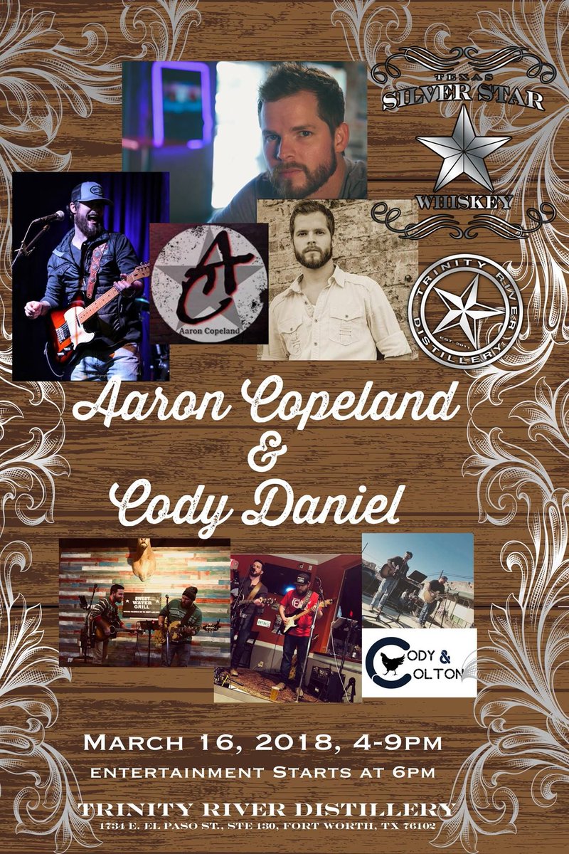TexasStarWhisky's tweet photo. We're halfway to the weekend, y'all! Don't forget to join #TrinityRiverDistillery this Friday, March 16, from 4-9 p.m. for live music from @ACopelandmusic & Cody Daniel, food trucks & cold drinks! #TexasSpirits #TexasMusic https://t.co/hXNZ3SFejb