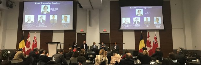 Aion_OAN's tweet photo. Our COO & Co-Founder @KesemFr addresses the Belgian CEO delegation in #Toronto about #blockchain adoption. 📸 by @Richavicious #Interoperability #Scalability #3rdGenBlockchain https://t.co/Fy5Pk5mzt6