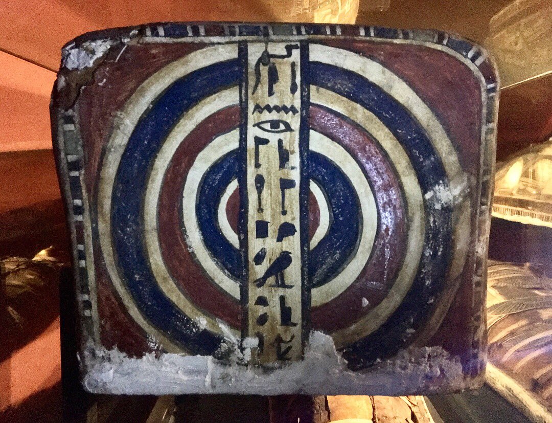 chrisnaunton's tweet photo. Also loved the mod-ish footboard and general bling of this coffin belonging to the Chief Priest of Horus of Behdet, Harsiesi. #Alexandria #NationalMuseum #Egypt #missingtombs #Friday https://t.co/eXe5BudLGW
